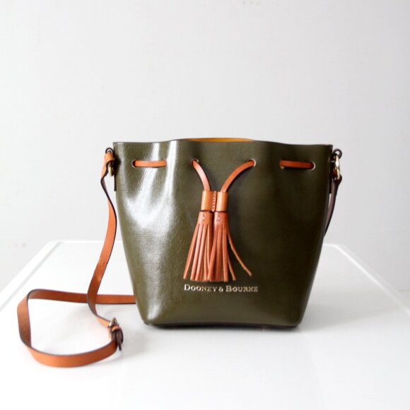 Dooney & Bourke Serena Drawstring Crossbody – Green Embossed Leather - Picture 5 of 16